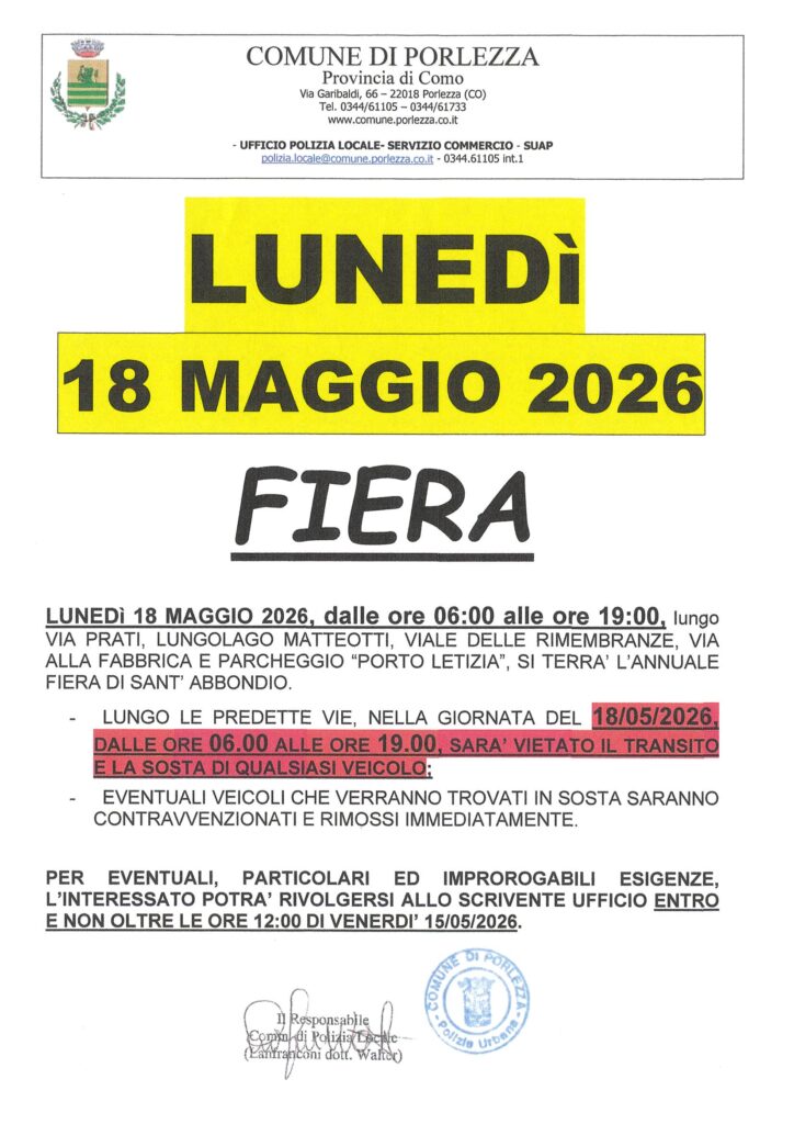 Lunedì 18 maggio Fiera di primavera